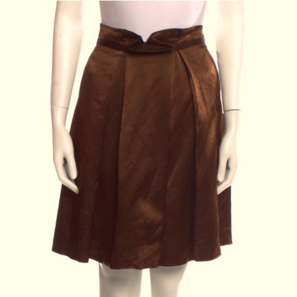 CHLOE Brown Pleated Knee-length Skirt